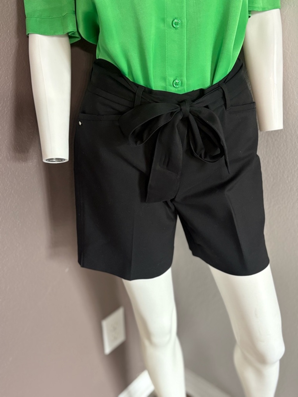 White House Black Market Black Tie-Waist Bermuda Shorts